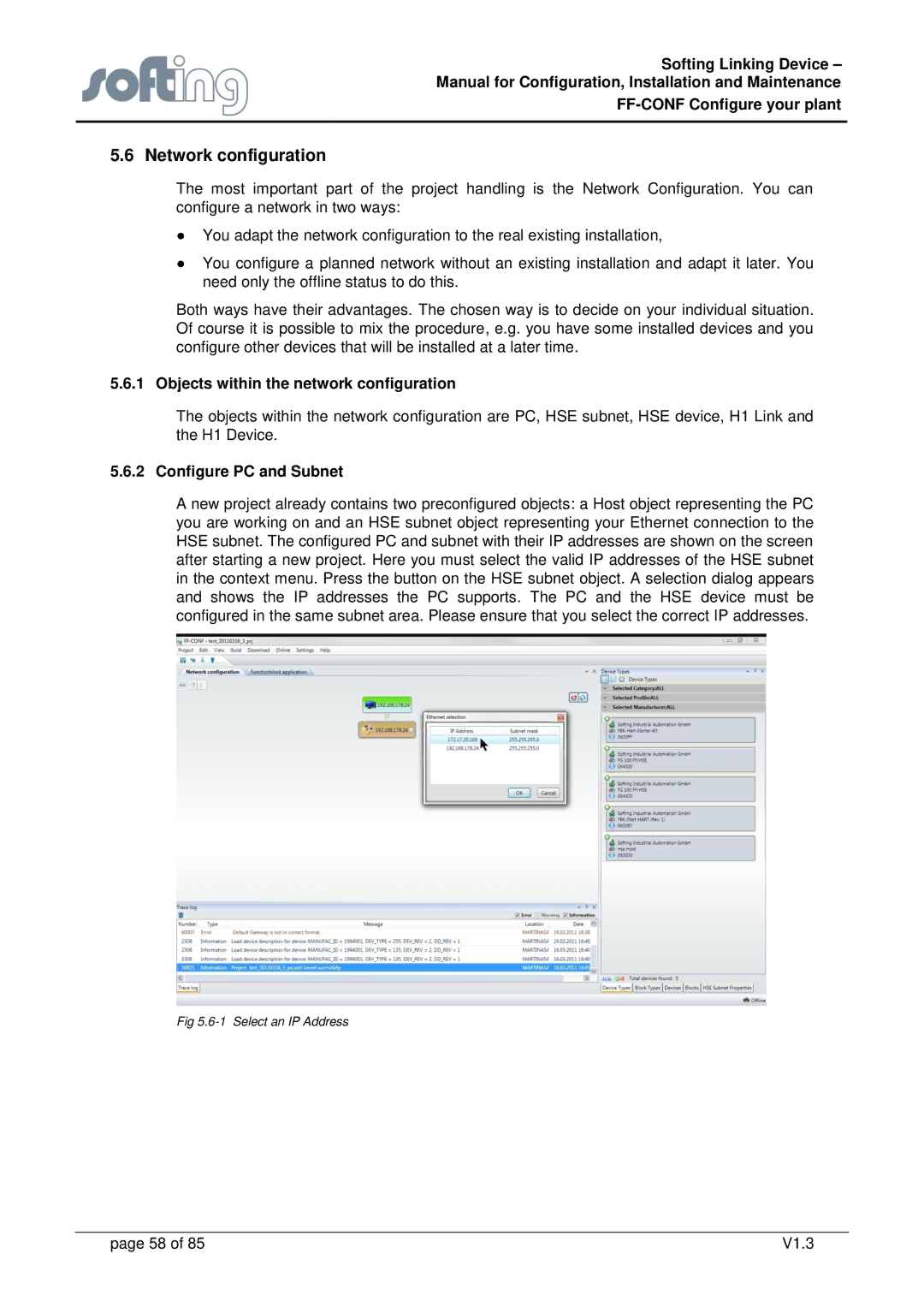 Emerson FG-110 manual Network configuration, Configure PC and Subnet 