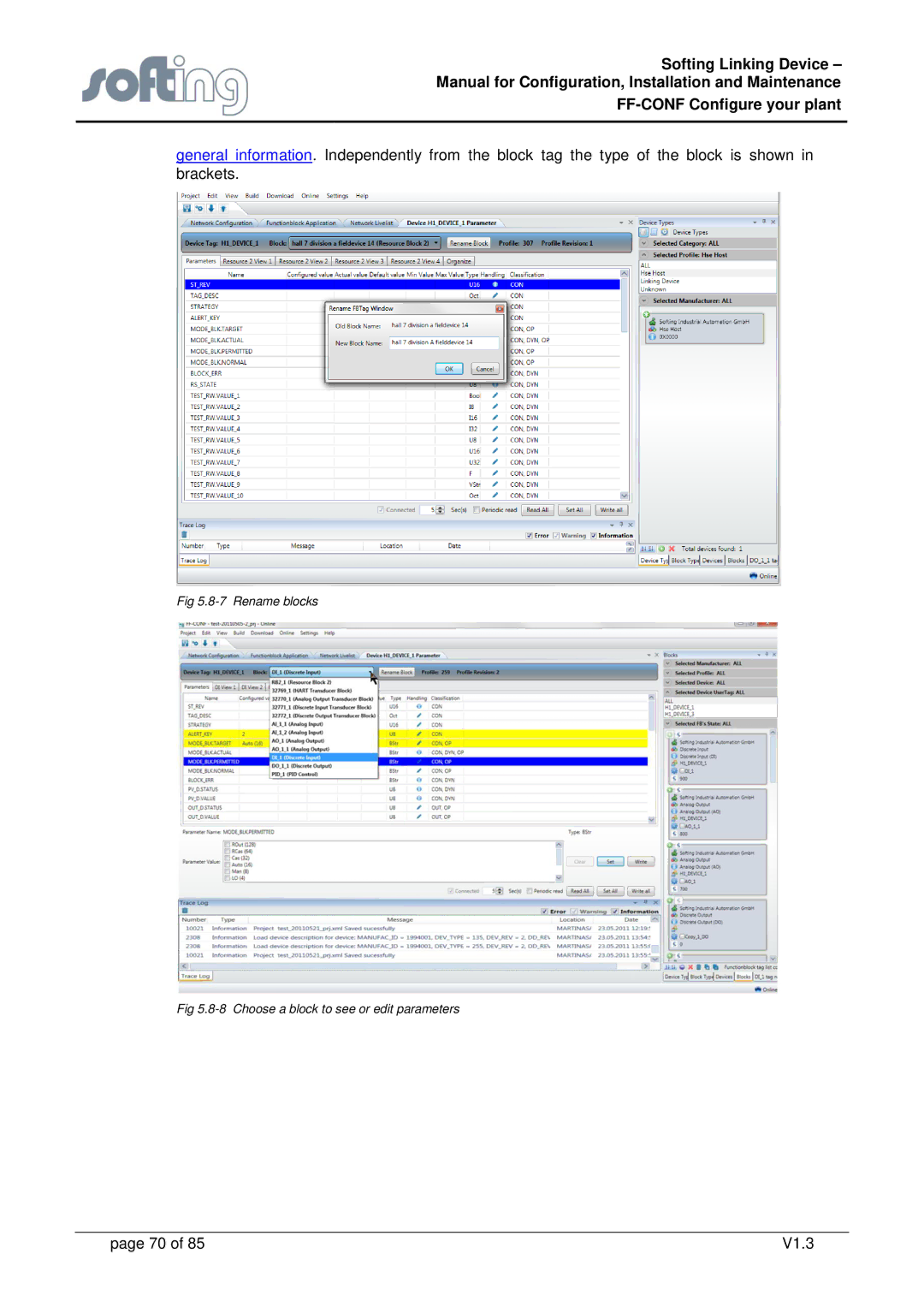 Emerson FG-110 manual Rename blocks 8 Choose a block to see or edit parameters 