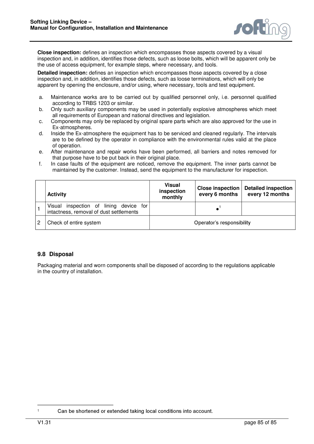 Emerson FG-110 manual Disposal 