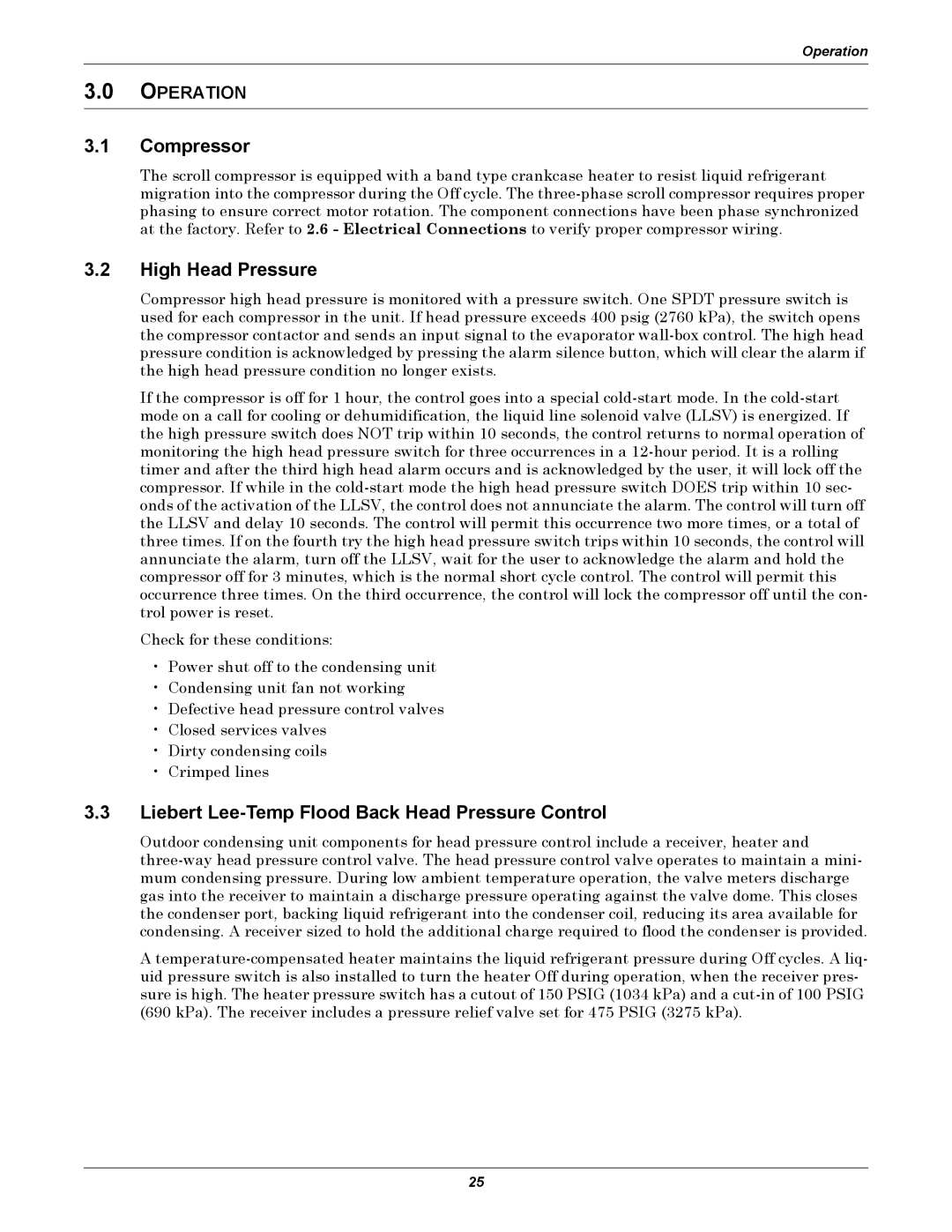 Emerson Figure i manual Compressor, High Head Pressure, Liebert Lee-Temp Flood Back Head Pressure Control 