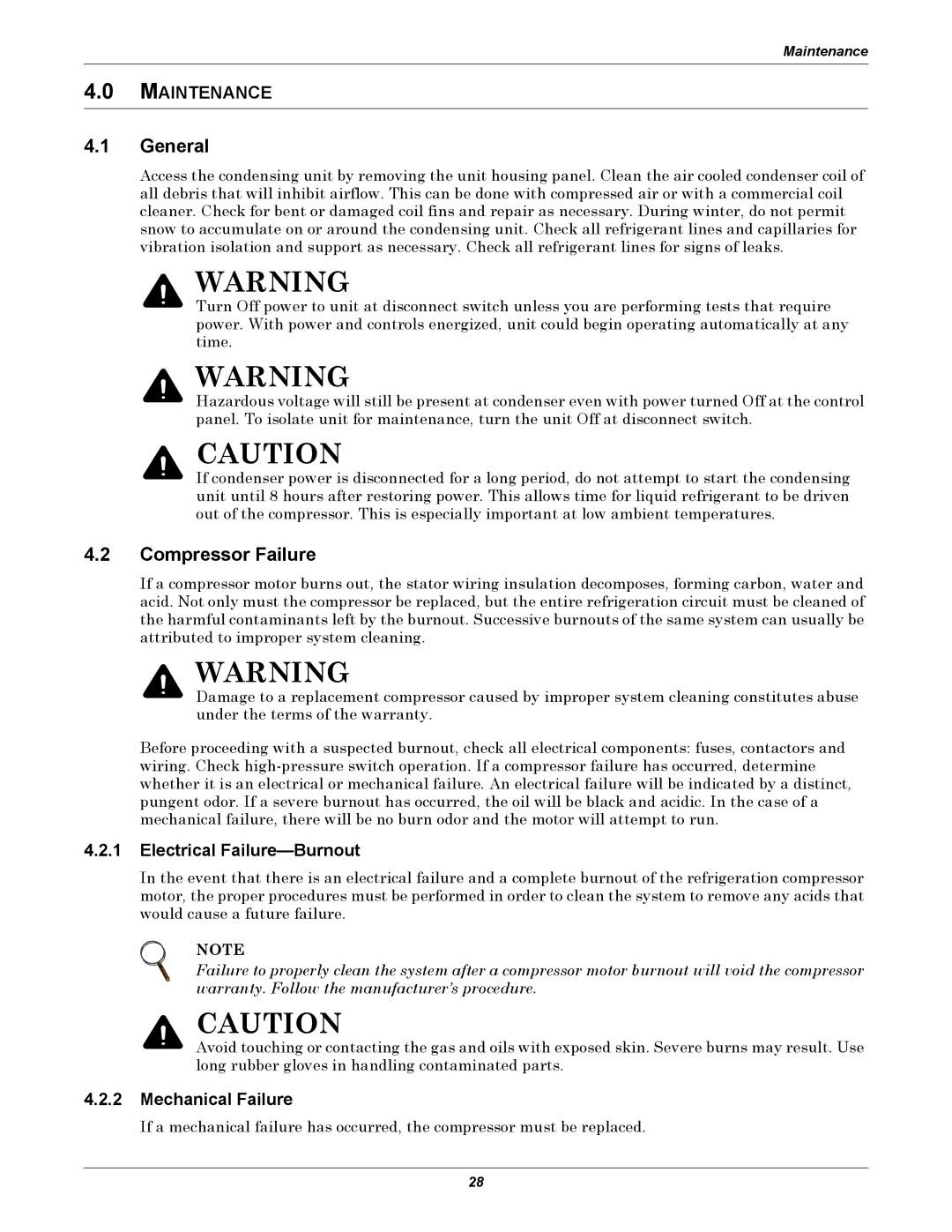 Emerson Figure i manual General, Compressor Failure, Electrical Failure-Burnout, Mechanical Failure 