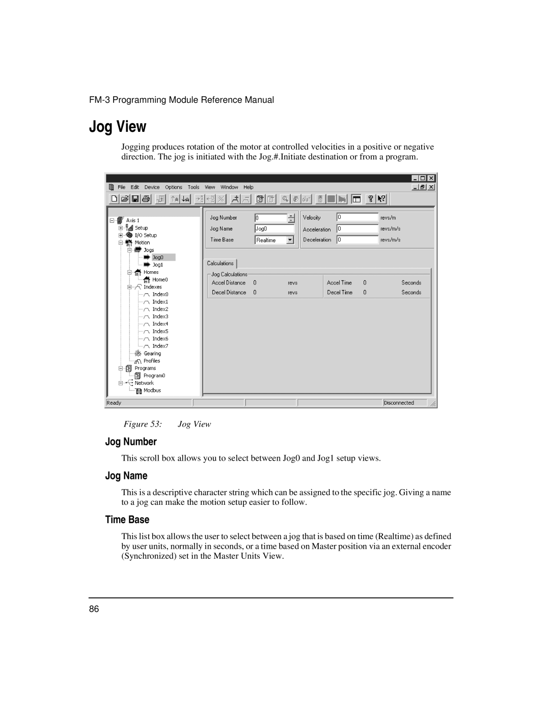 Emerson FM-3 manual Jog View, Jog Number, Jog Name, Time Base 