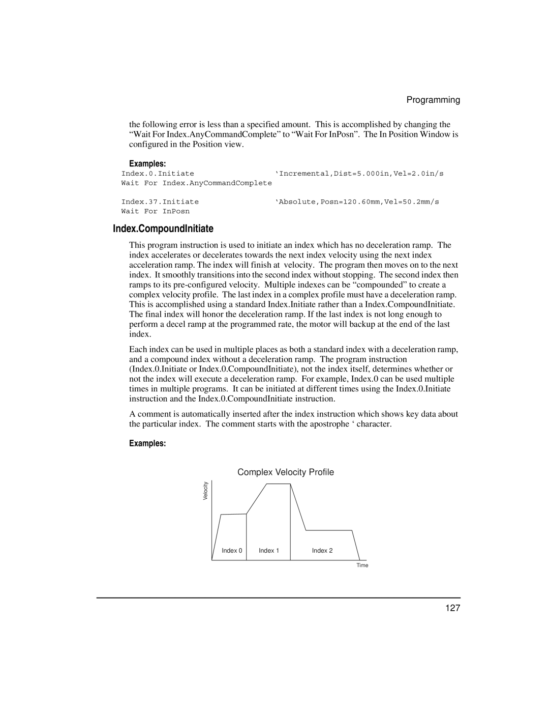 Emerson FM-3 manual Index.CompoundInitiate, Complex Velocity Profile 