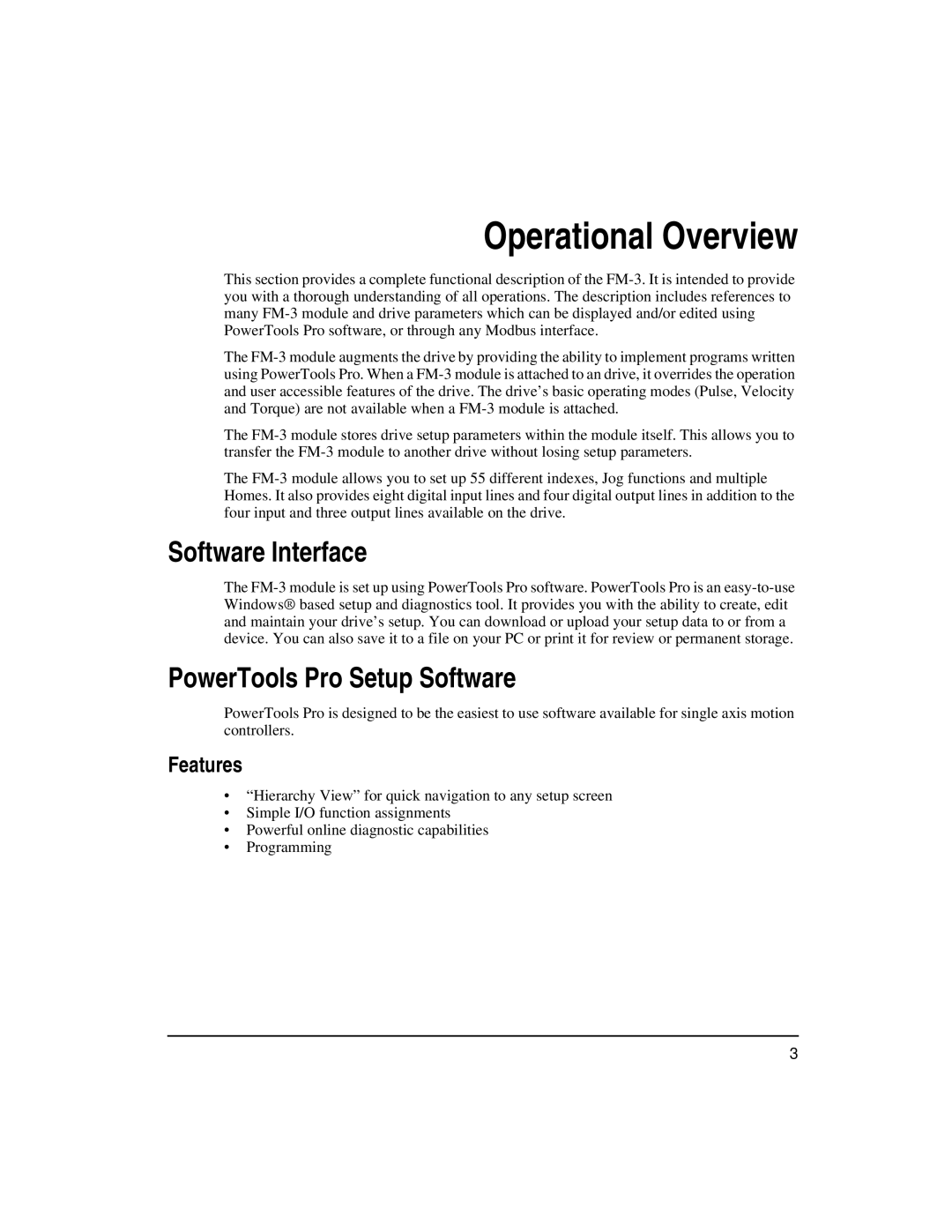 Emerson FM-3 manual Software Interface, PowerTools Pro Setup Software, Features 