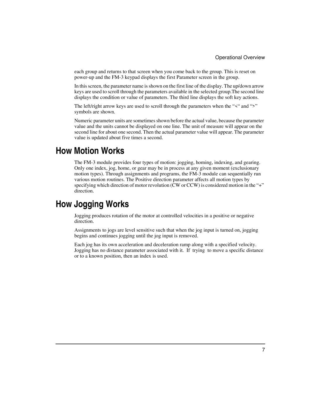 Emerson FM-3 manual How Motion Works, How Jogging Works 