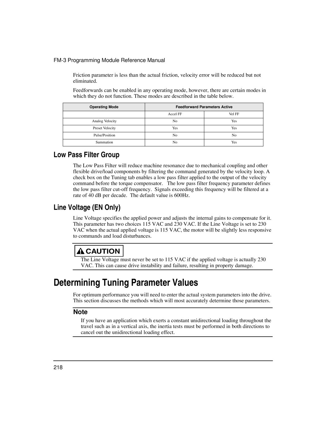 Emerson FM-3 manual Determining Tuning Parameter Values, Line Voltage EN Only 