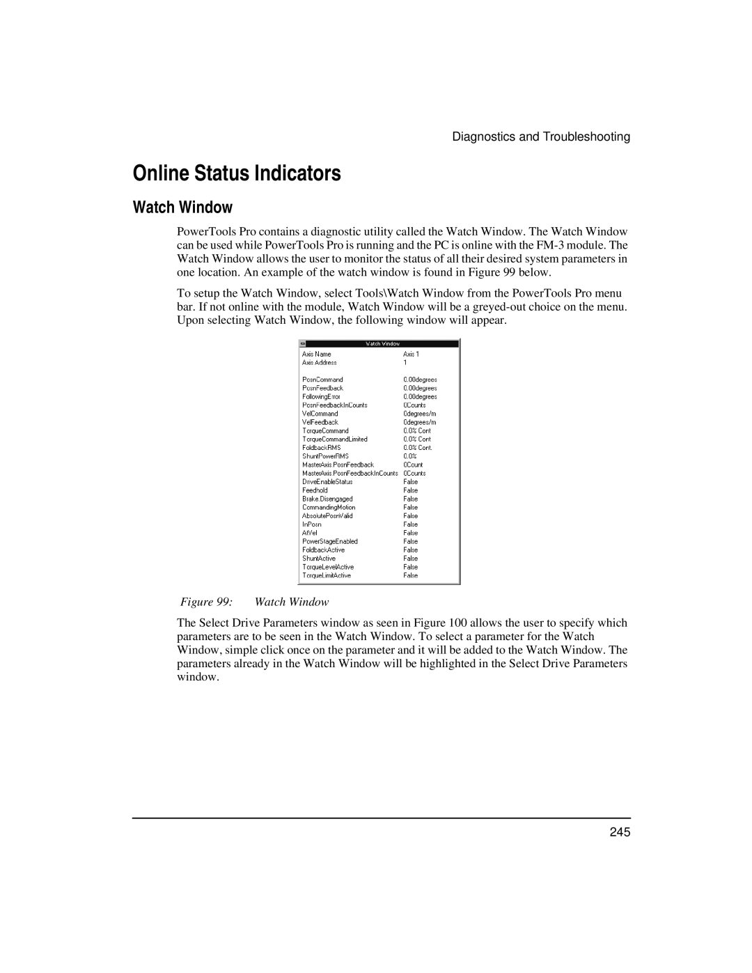 Emerson FM-3 manual Online Status Indicators, Watch Window 