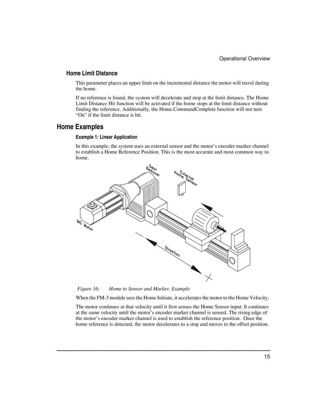 Emerson FM-3 manual Home Examples, Home Limit Distance, Example 1 Linear Application 