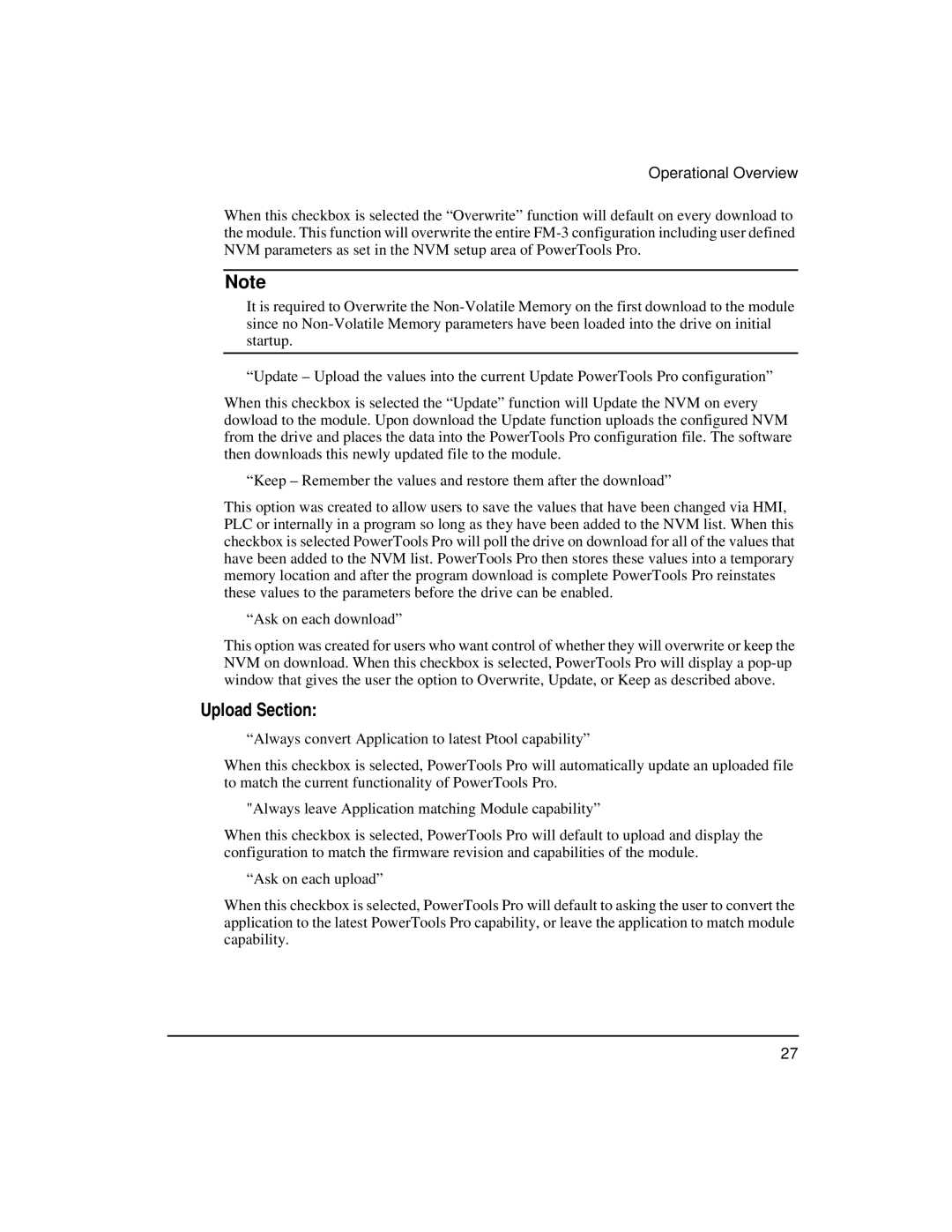 Emerson FM-3 manual Upload Section 