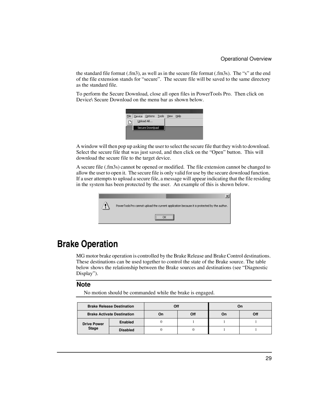 Emerson FM-3 manual Brake Operation 