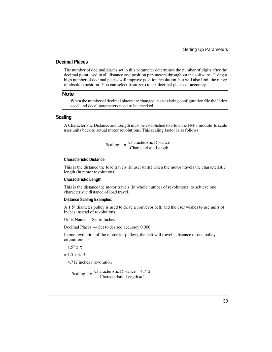 Emerson FM-3 manual Decimal Places, Characteristic Distance, Characteristic Length, Distance Scaling Examples 