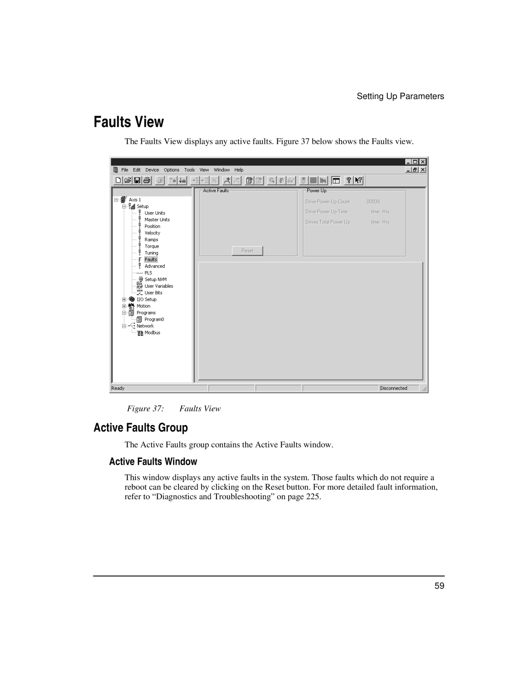 Emerson FM-3 manual Faults View, Active Faults Group, Active Faults Window 