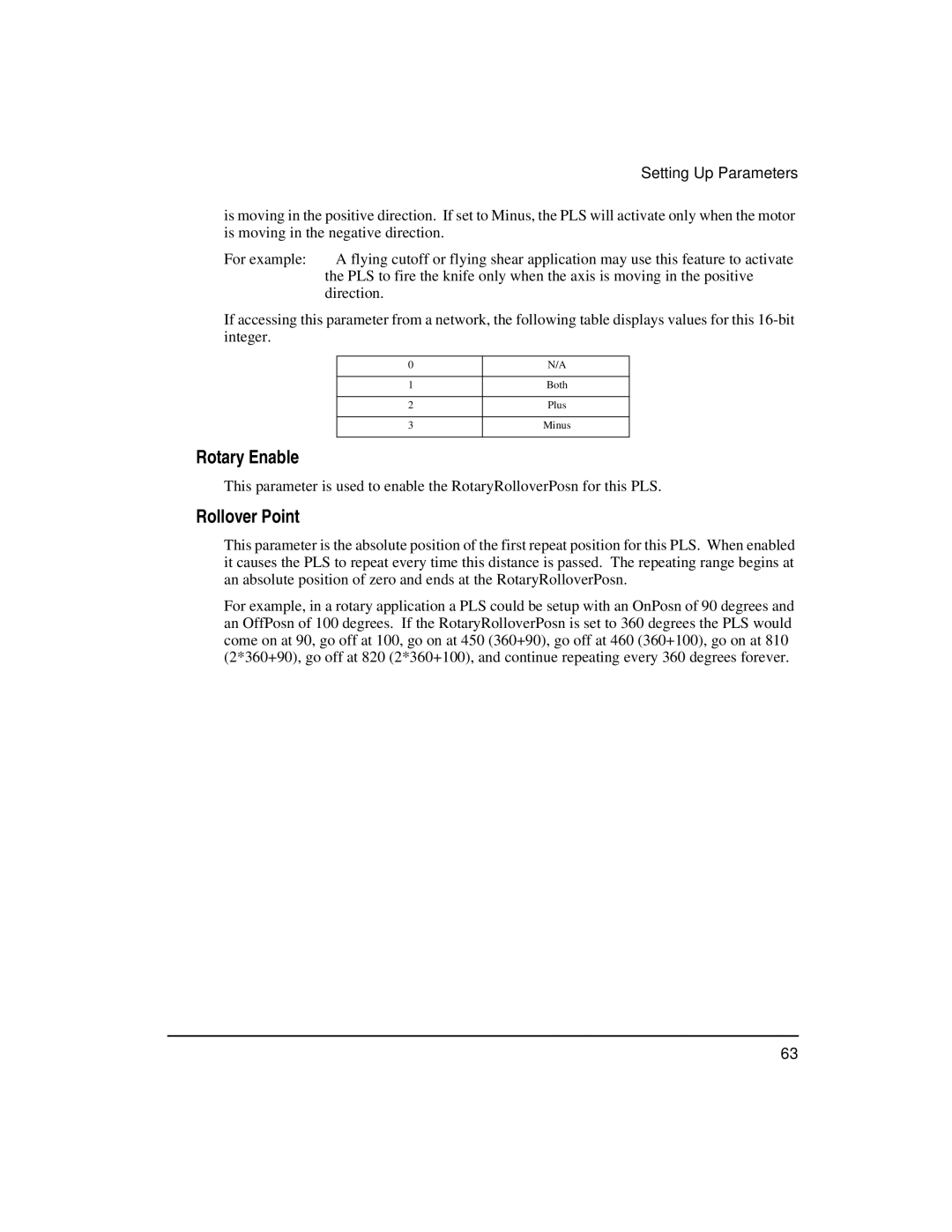 Emerson FM-3 manual Rotary Enable, Rollover Point 