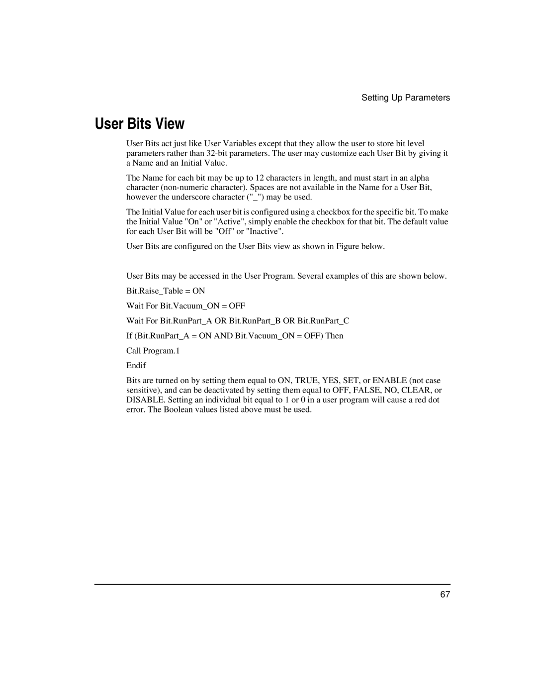 Emerson FM-3 manual User Bits View 