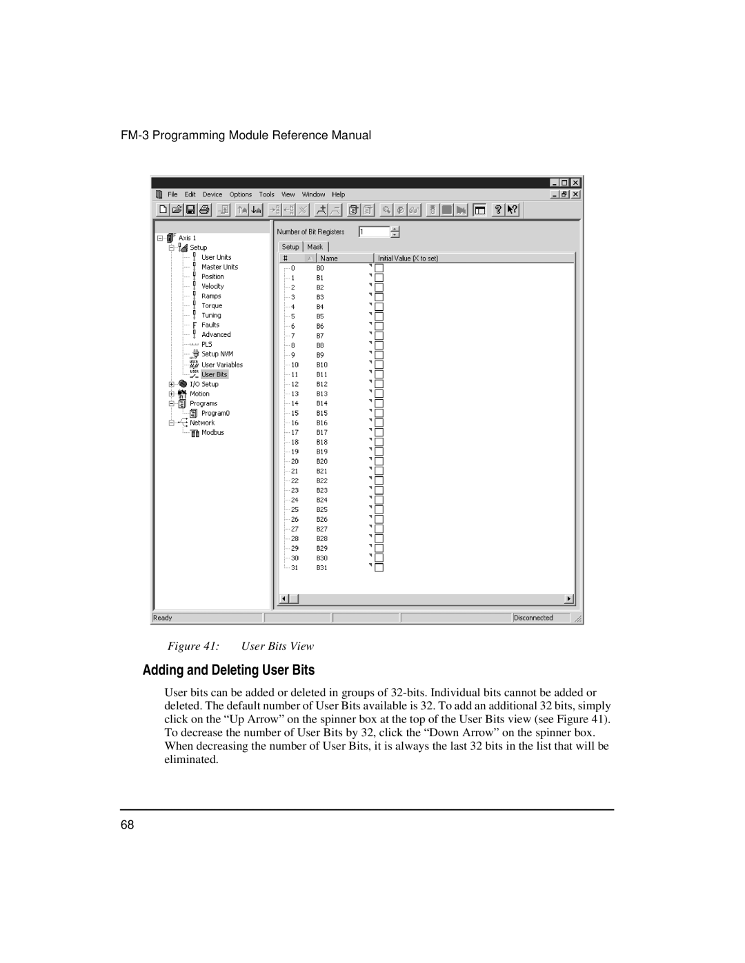 Emerson FM-3 manual Adding and Deleting User Bits 