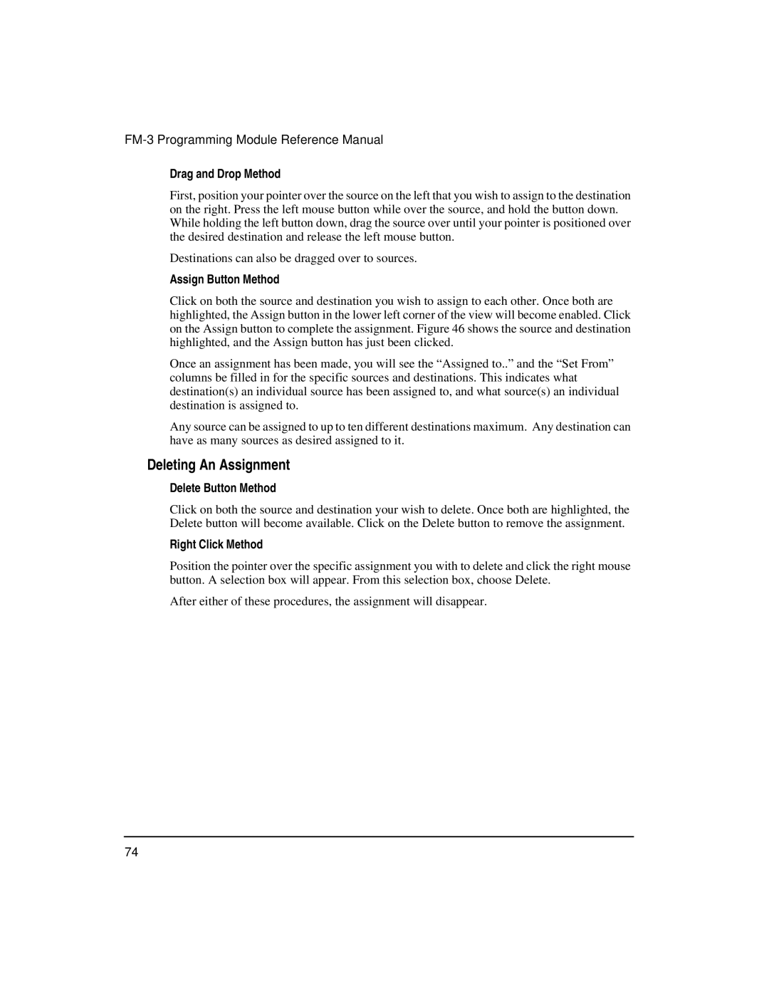 Emerson FM-3 Deleting An Assignment, Drag and Drop Method, Assign Button Method, Delete Button Method, Right Click Method 