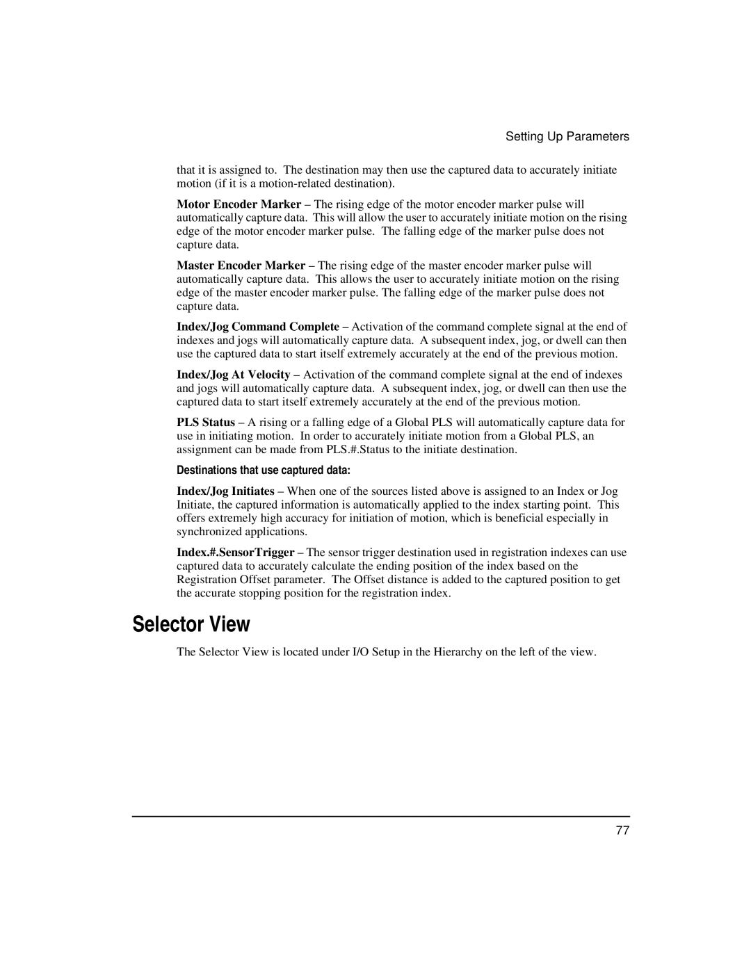 Emerson FM-3 manual Selector View, Destinations that use captured data 