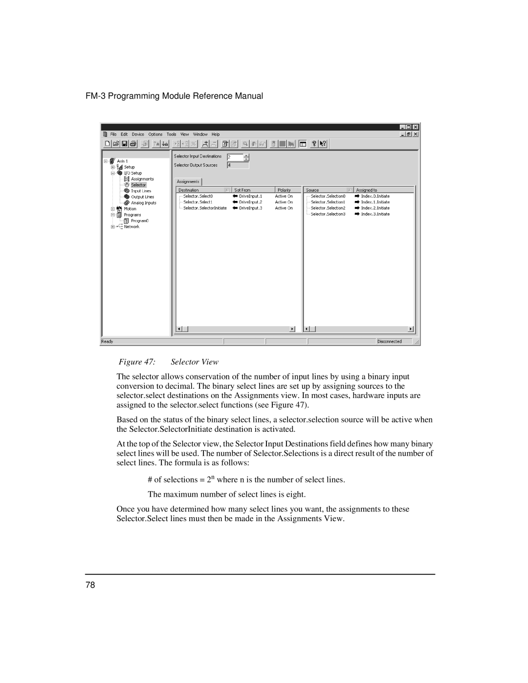 Emerson FM-3 manual Selector View 