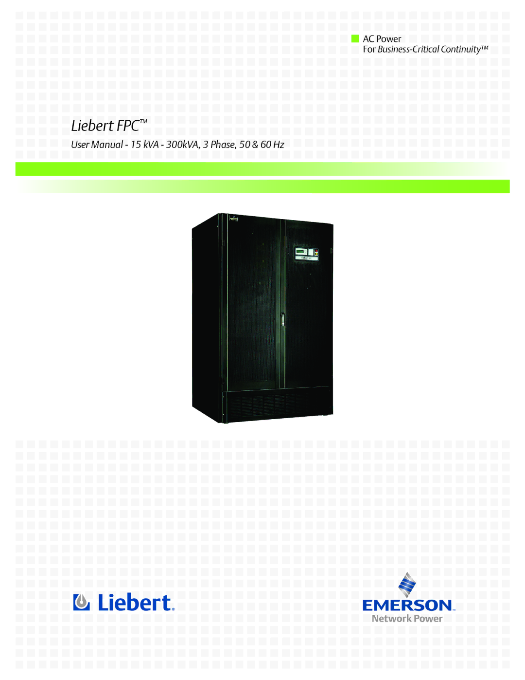 Emerson user manual Liebert FPC 