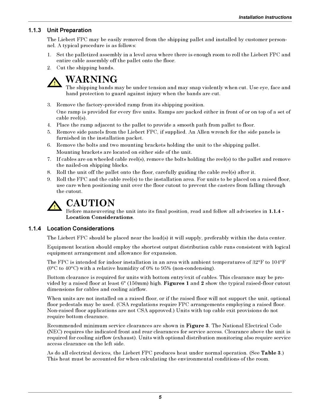 Emerson FPC user manual Unit Preparation, Location Considerations 