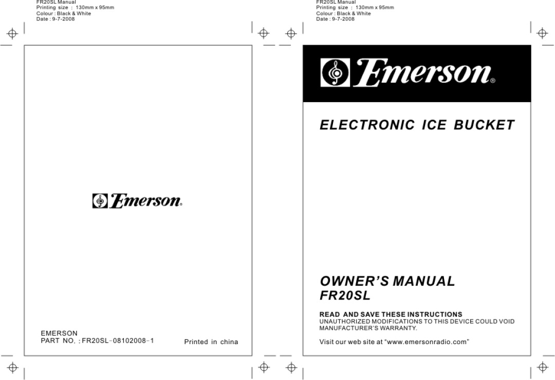 Emerson FR20SL manual 