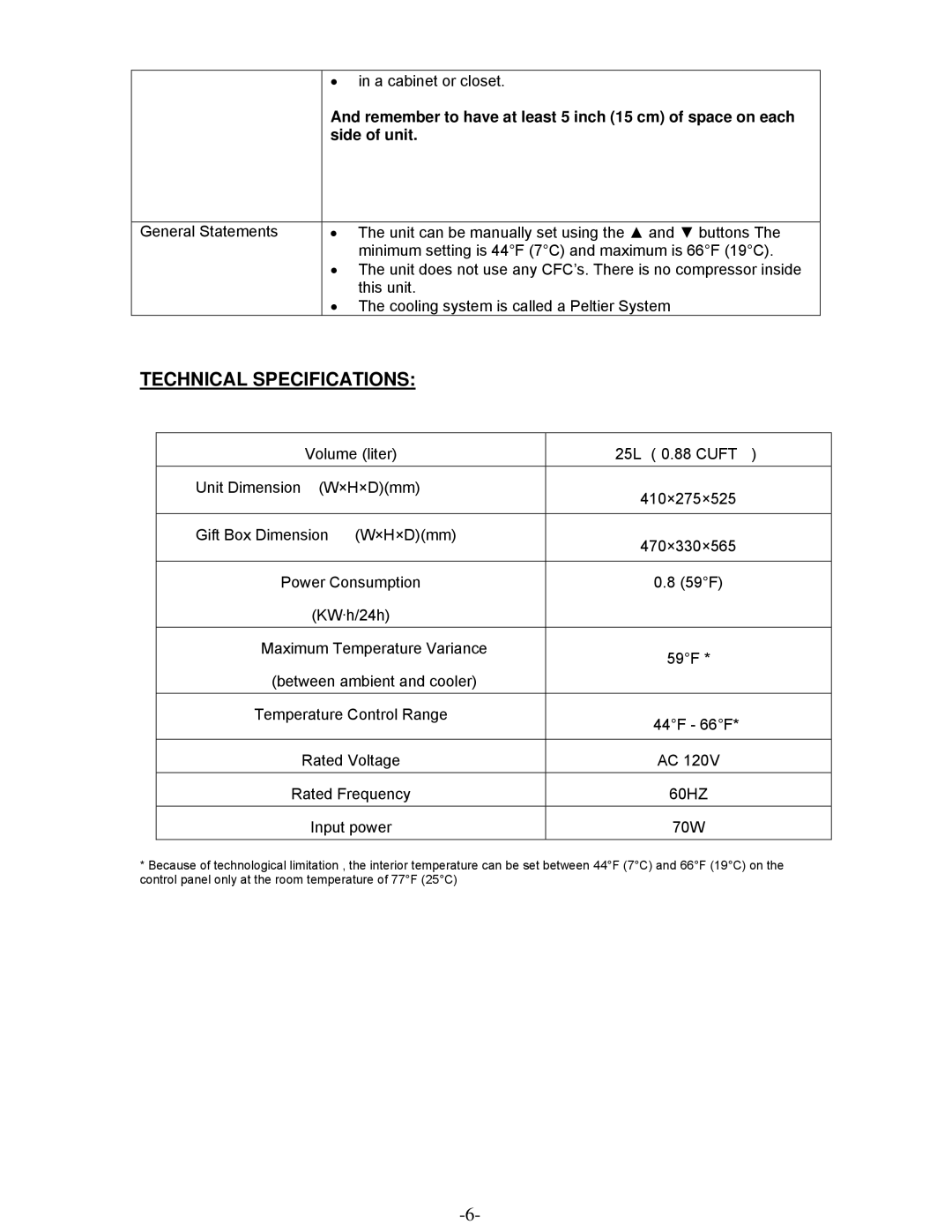 Emerson FR24RD, FR24SL owner manual Technical Specifications 