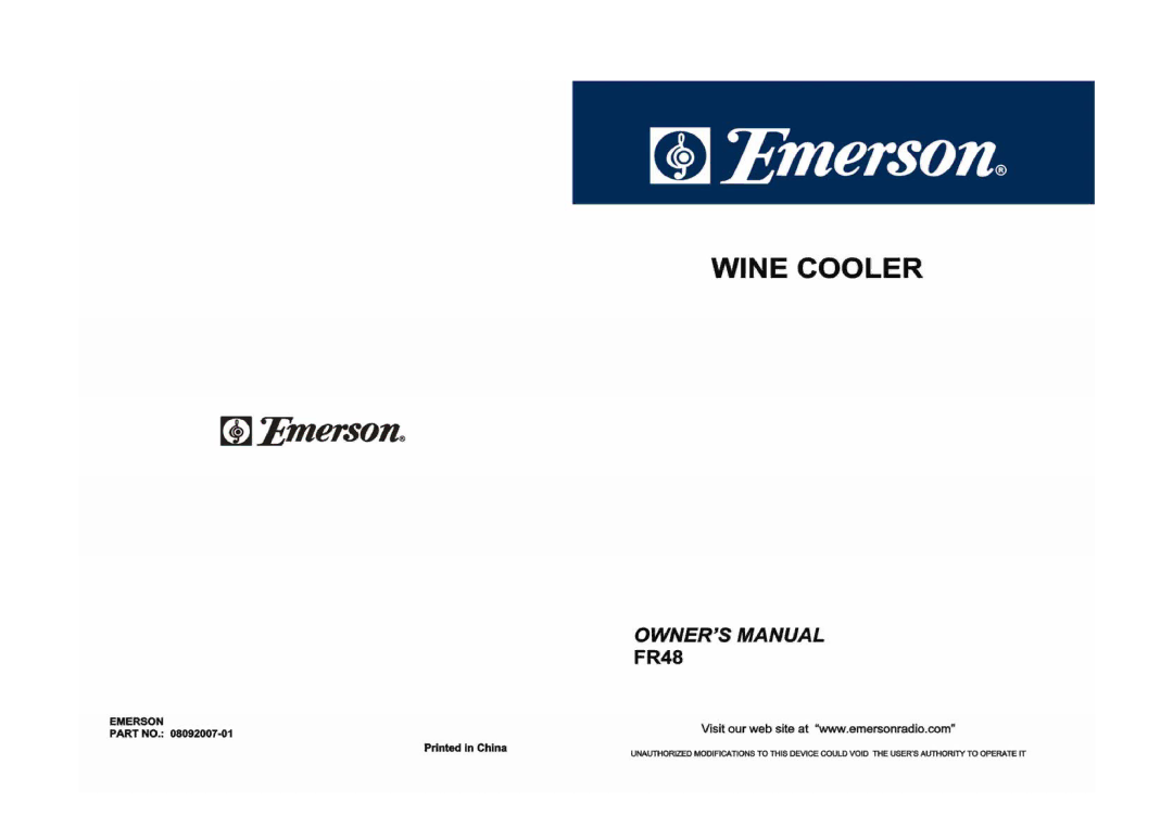 Emerson FR48 manual 