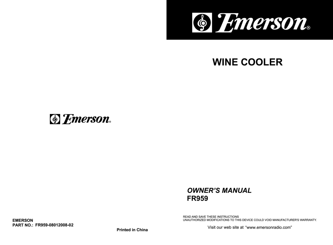 Emerson FR959 manual 