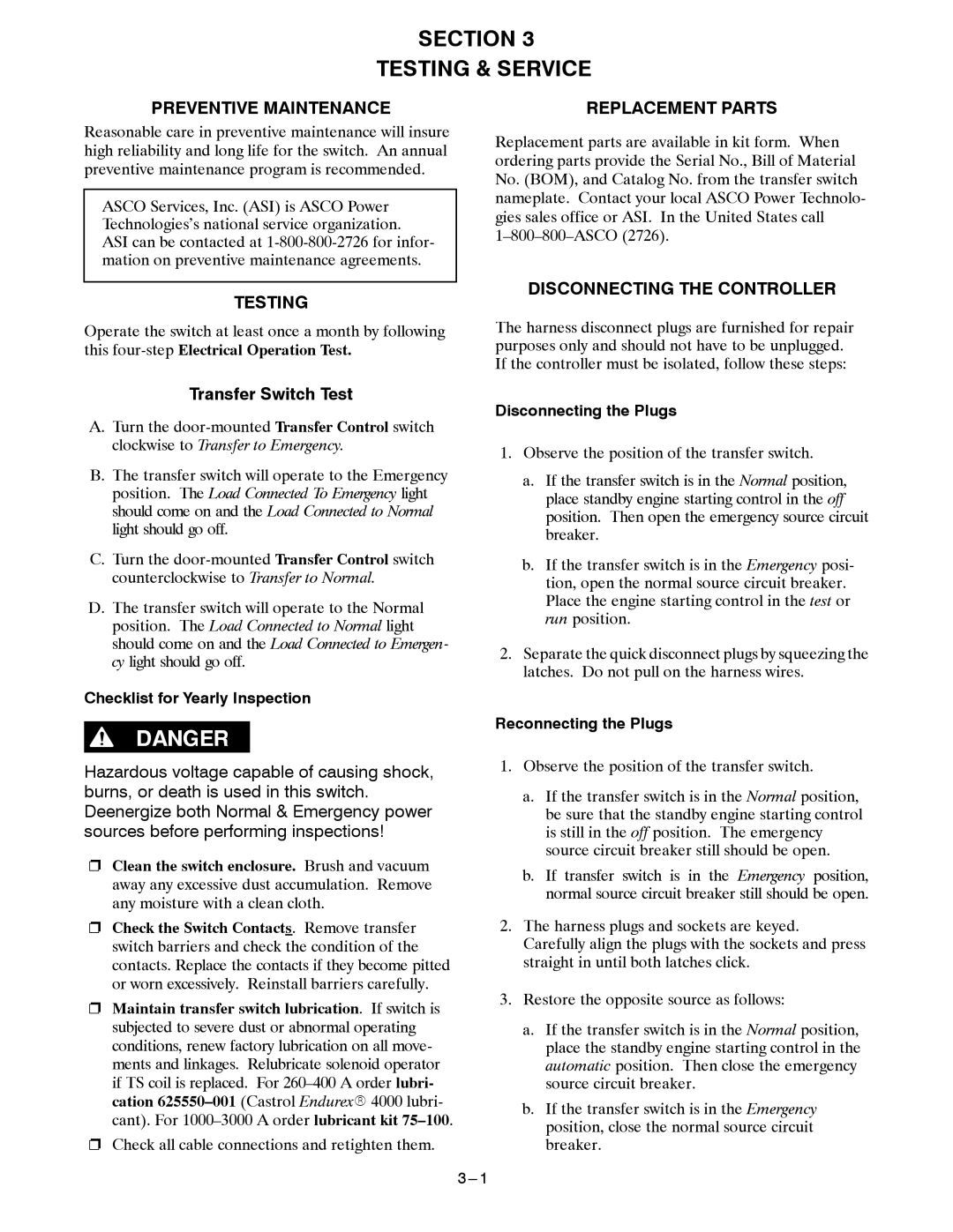 Emerson GDESIGN 10003000 A, 386 manual Section Testing & Service, Preventive Maintenance, Replacement Parts 