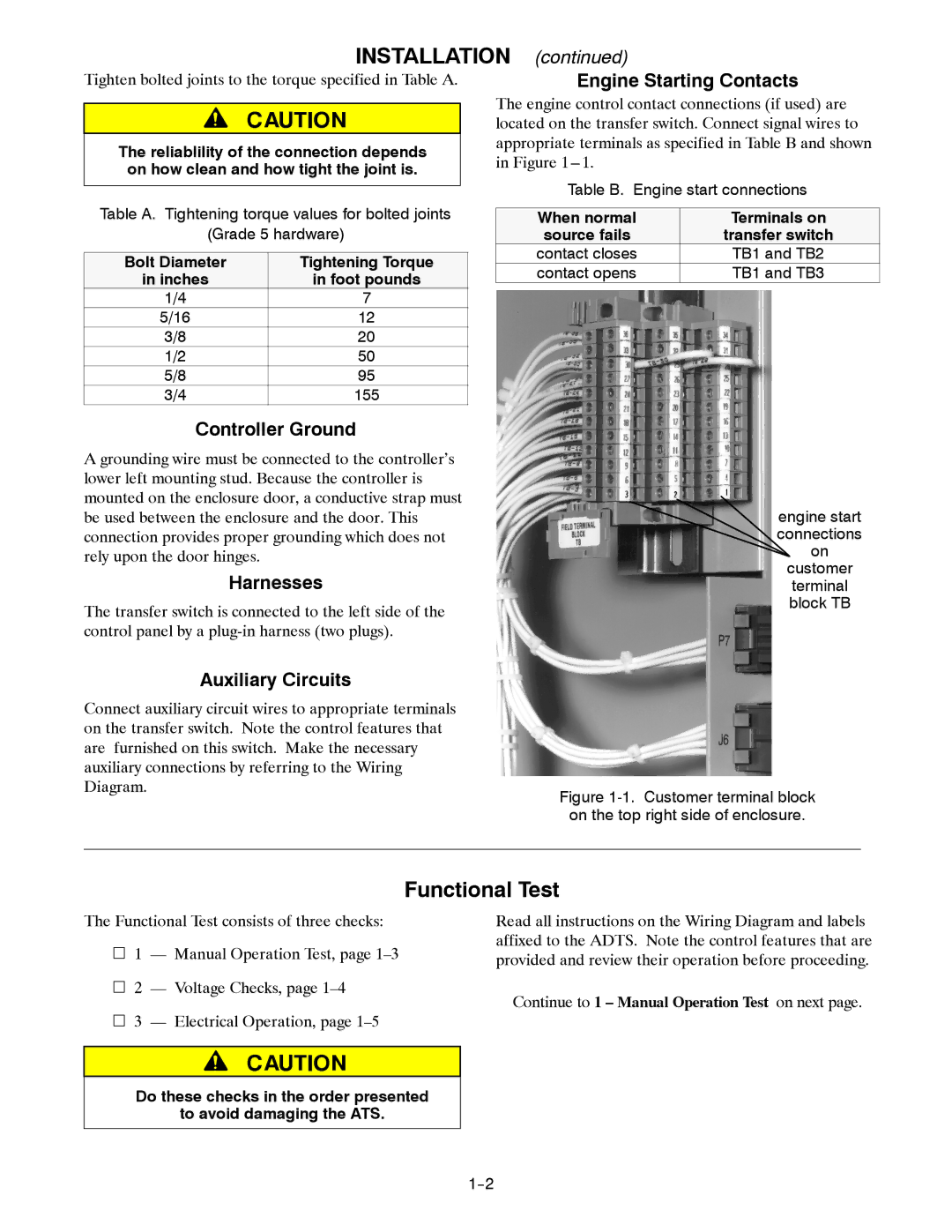 Emerson FDESIGN 600800A, GDESIGN 10004000A manual Controller Ground, Harnesses, Auxiliary Circuits, Engine Starting Contacts 