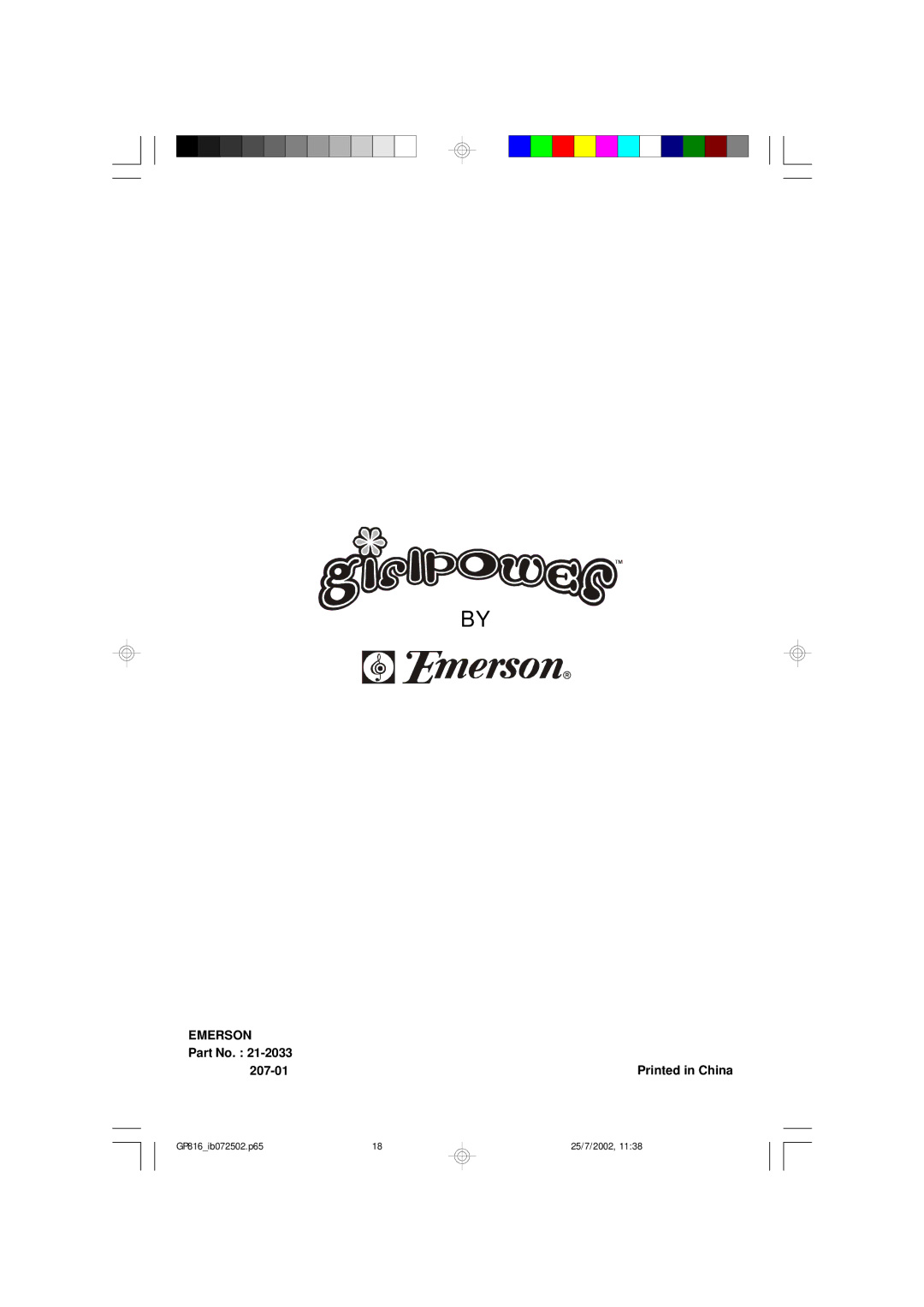 Emerson GP816 owner manual Emerson 