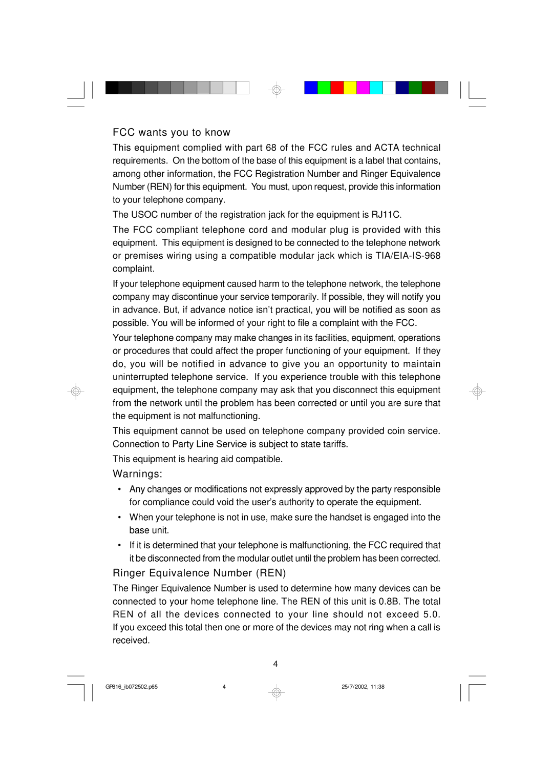 Emerson GP816 owner manual FCC wants you to know 