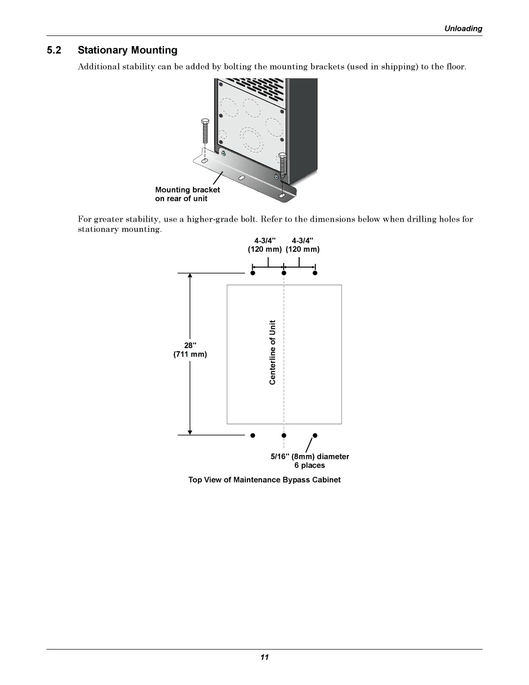 Emerson GXT 10KVA user manual Stationary Mounting 