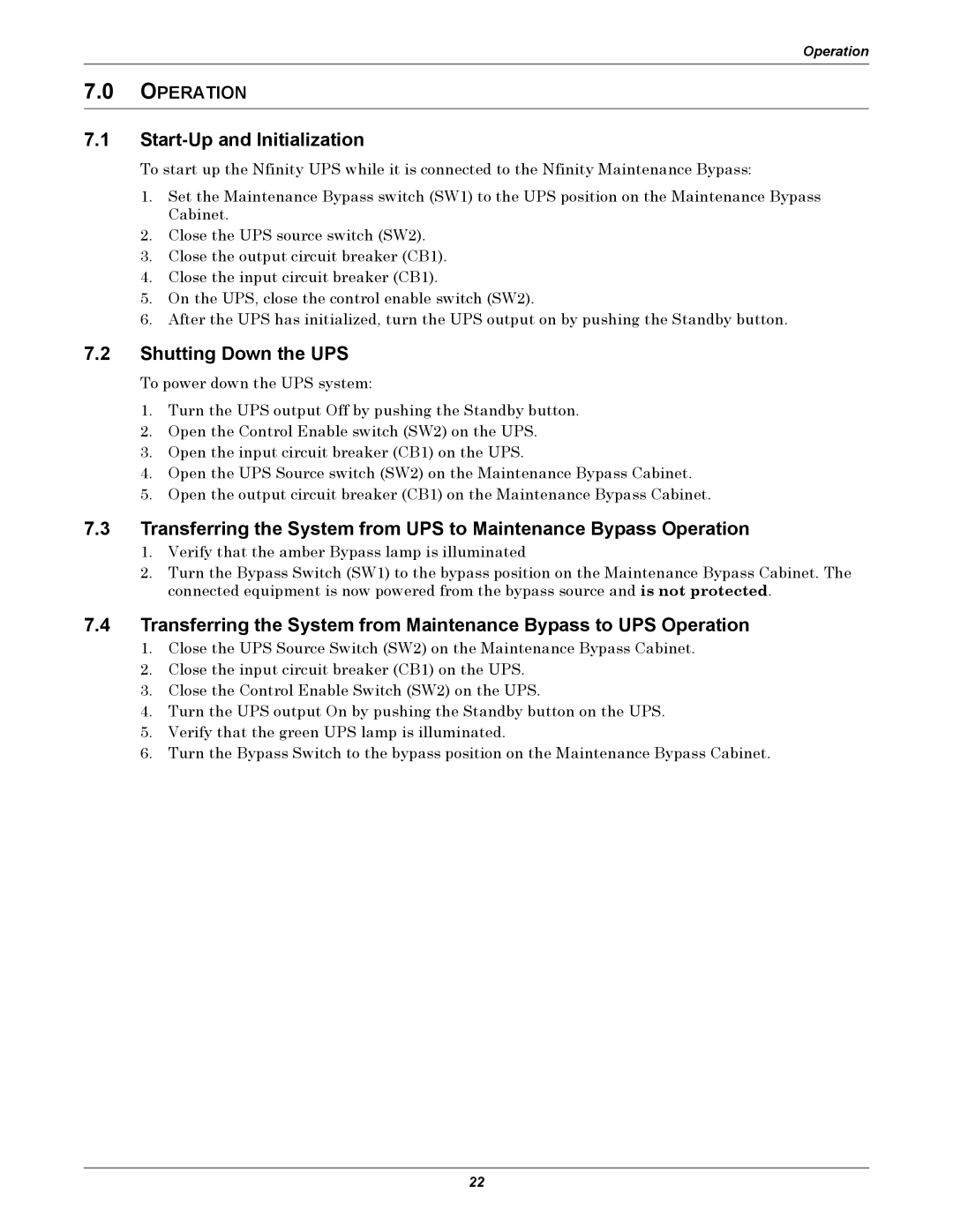 Emerson GXT 10KVA user manual Start-Up and Initialization, Shutting Down the UPS, Operation 