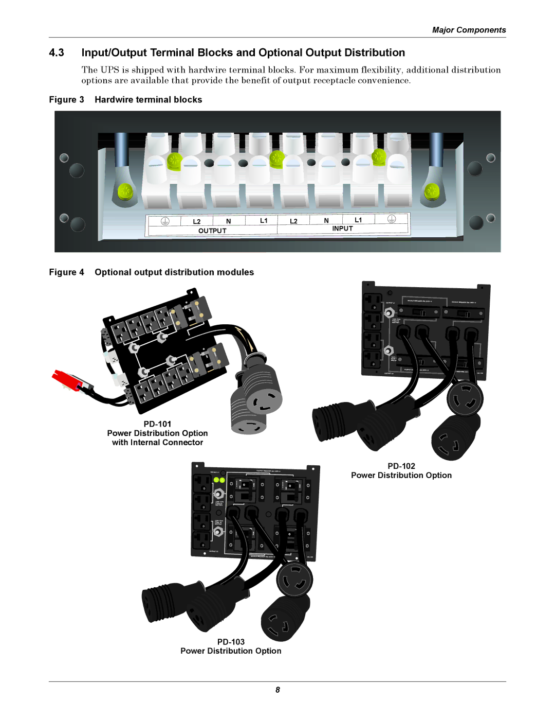 Emerson GXT2-10000RT208 PD-101 Power Distribution Option with Internal Connector, PD-102 Power Distribution Option PD-103 