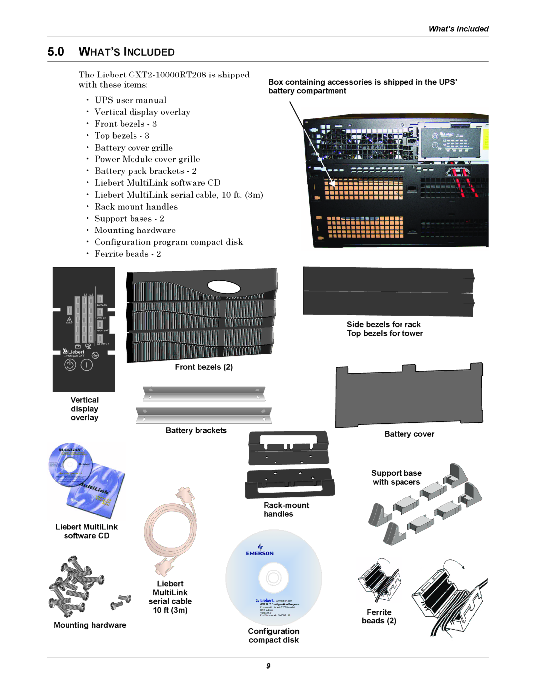 Emerson GXT2-10000RT208 user manual WHAT’S Included 