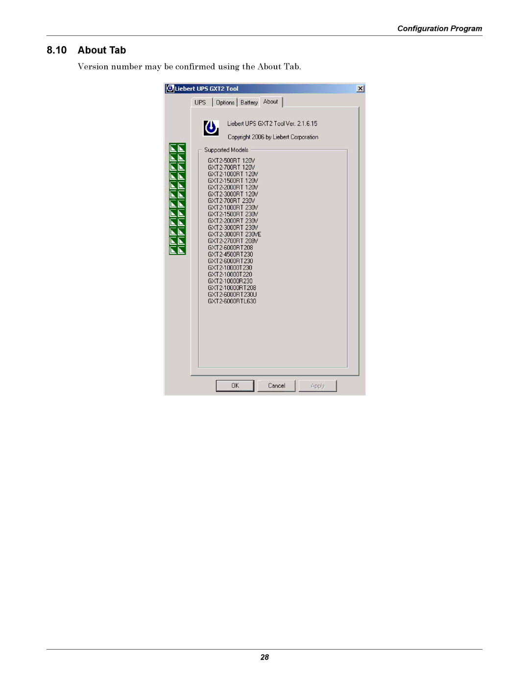 Emerson GXT2-10000RT208 user manual About Tab 