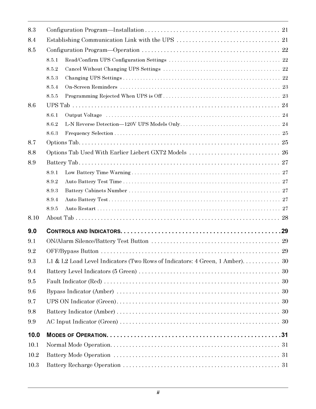 Emerson GXT2-10000RT208 user manual Controls and Indicators, Modes of Operation 