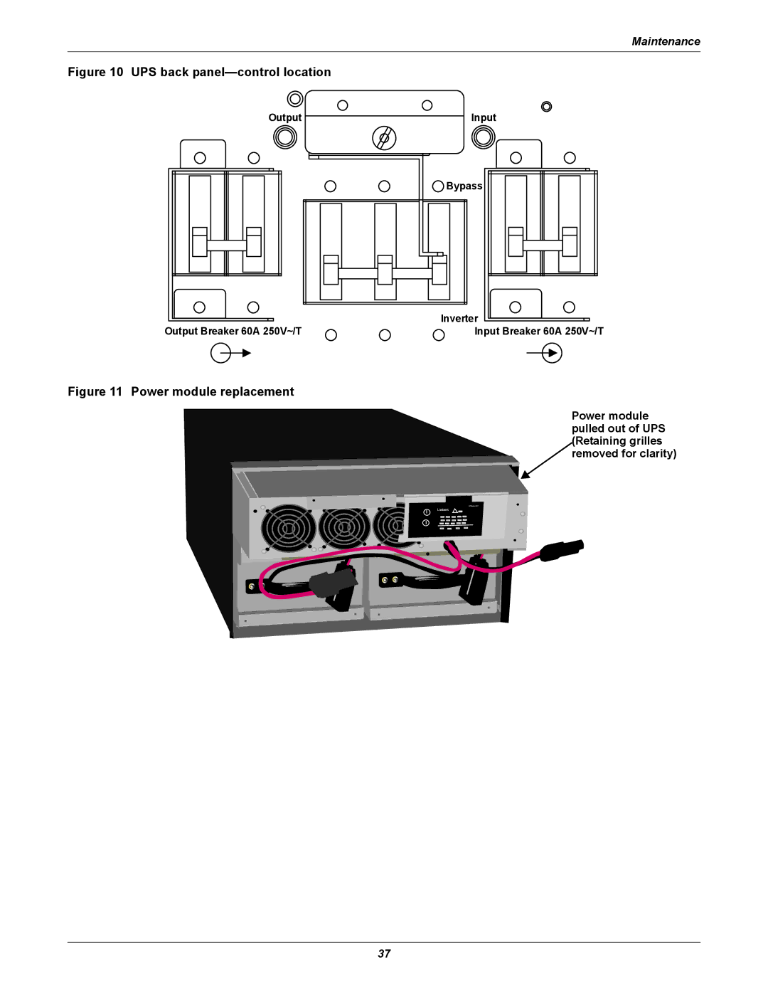 Emerson GXT2-10000RT208 user manual UPS back panel-control location 