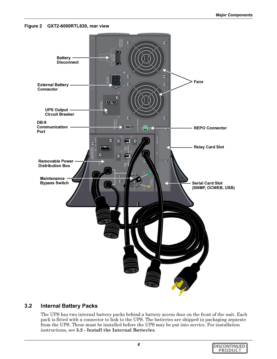 Emerson GXT2-6000RTL630 user manual Internal Battery Packs 