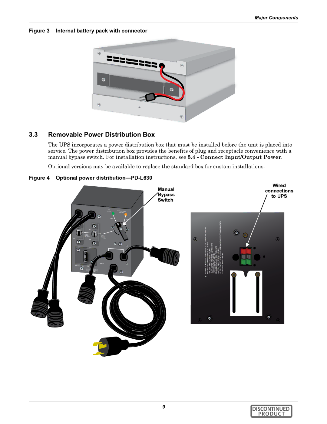 Emerson GXT2-6000RTL630 user manual Removable Power Distribution Box, Manual, Connections, Bypass To UPS Switch 