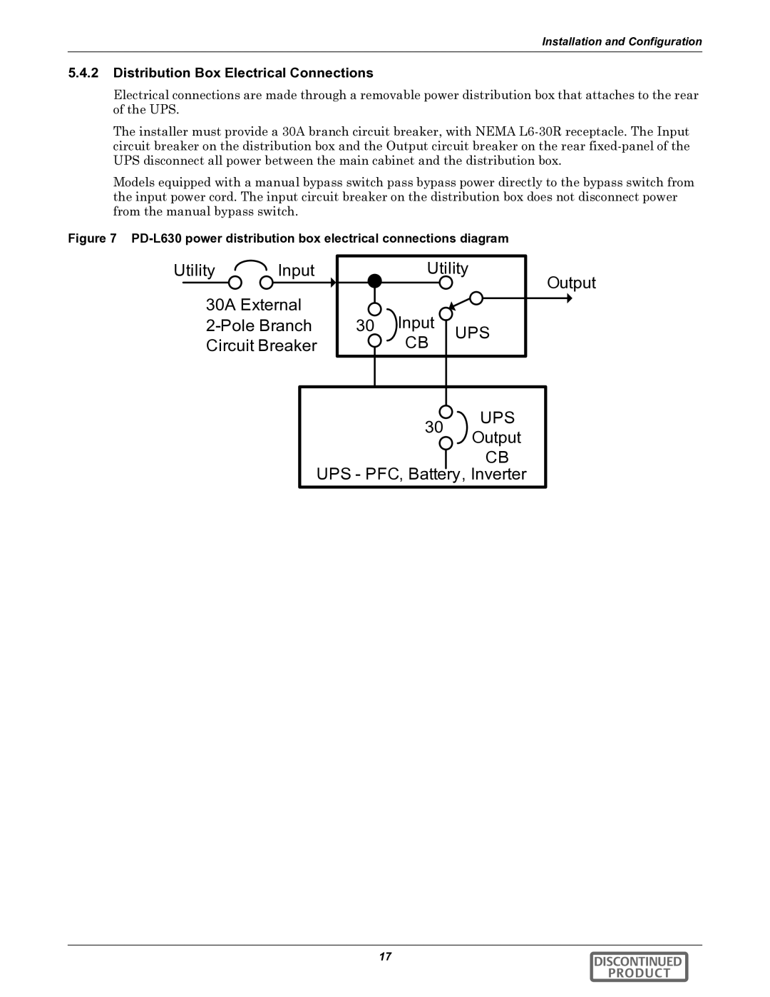 Emerson GXT2-6000RTL630 user manual Distribution Box Electrical Connections 