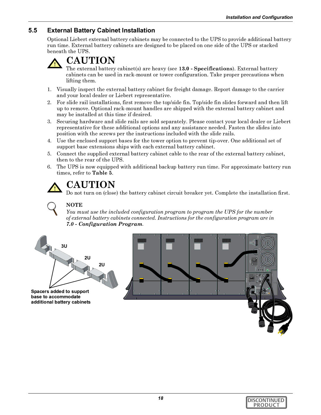 Emerson GXT2-6000RTL630 user manual External Battery Cabinet Installation 