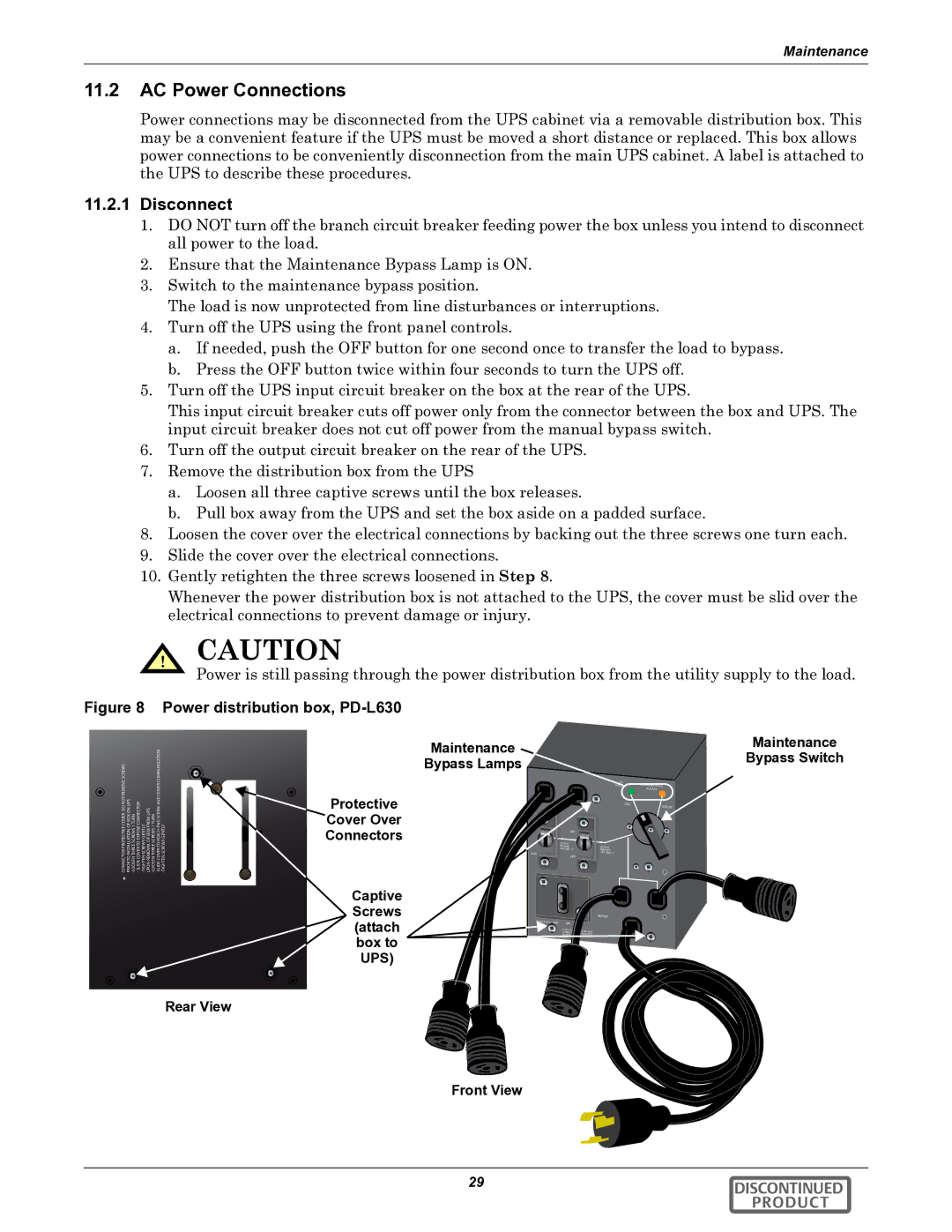 Emerson GXT2-6000RTL630 user manual AC Power Connections, Disconnect, Captive, Rear View 