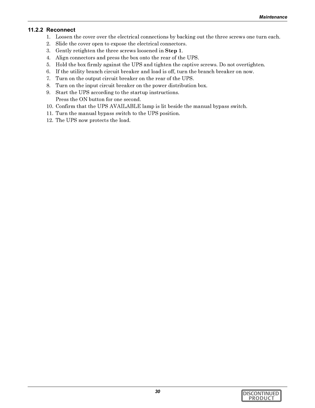 Emerson GXT2-6000RTL630 user manual Reconnect 