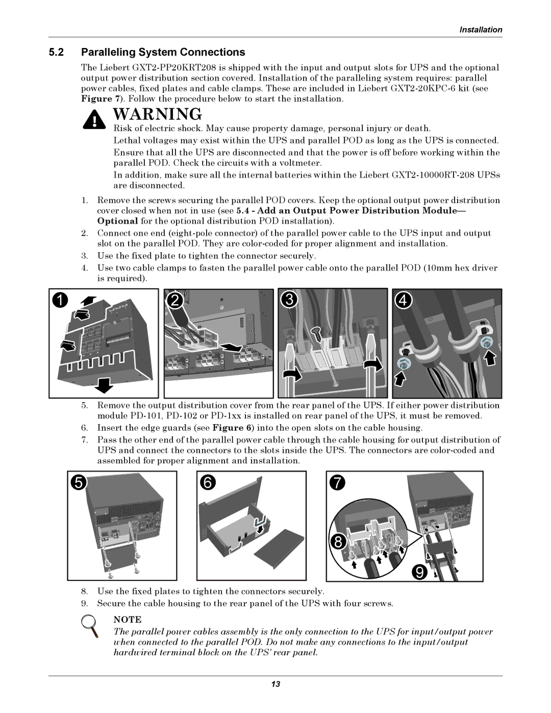 Emerson GXT2-PP20KRT208 user manual Paralleling System Connections 