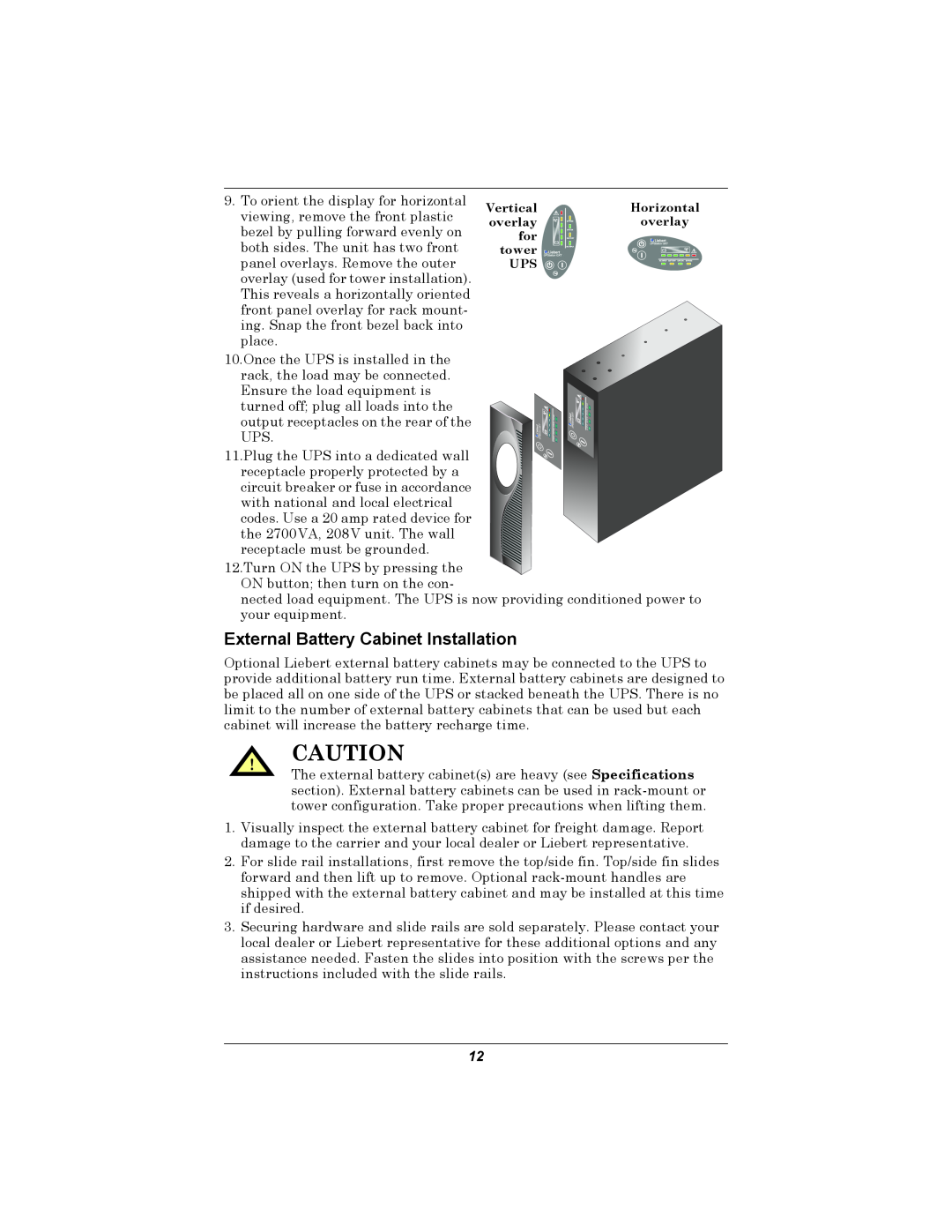 Emerson GXT2U user manual External Battery Cabinet Installation 