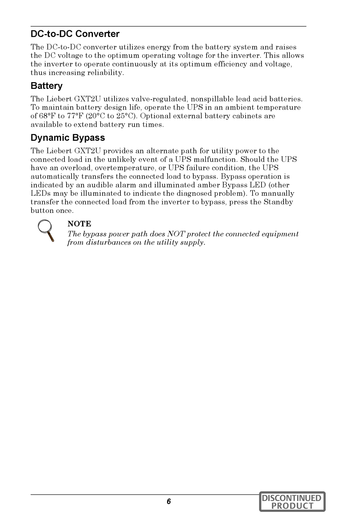 Emerson GXT2U user manual DC-to-DC Converter, Battery, Dynamic Bypass 