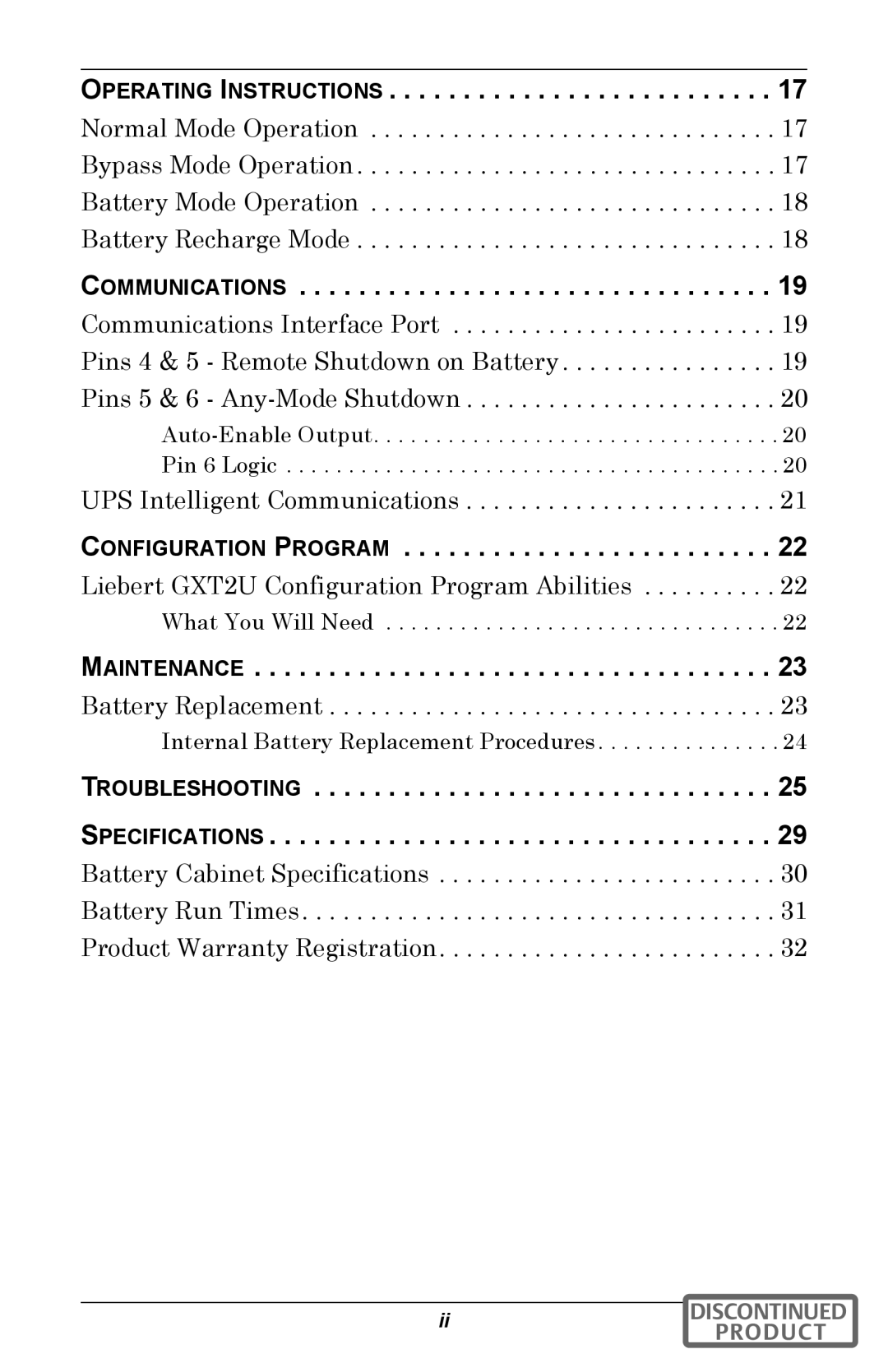 Emerson GXT2U user manual Operating Instructions 