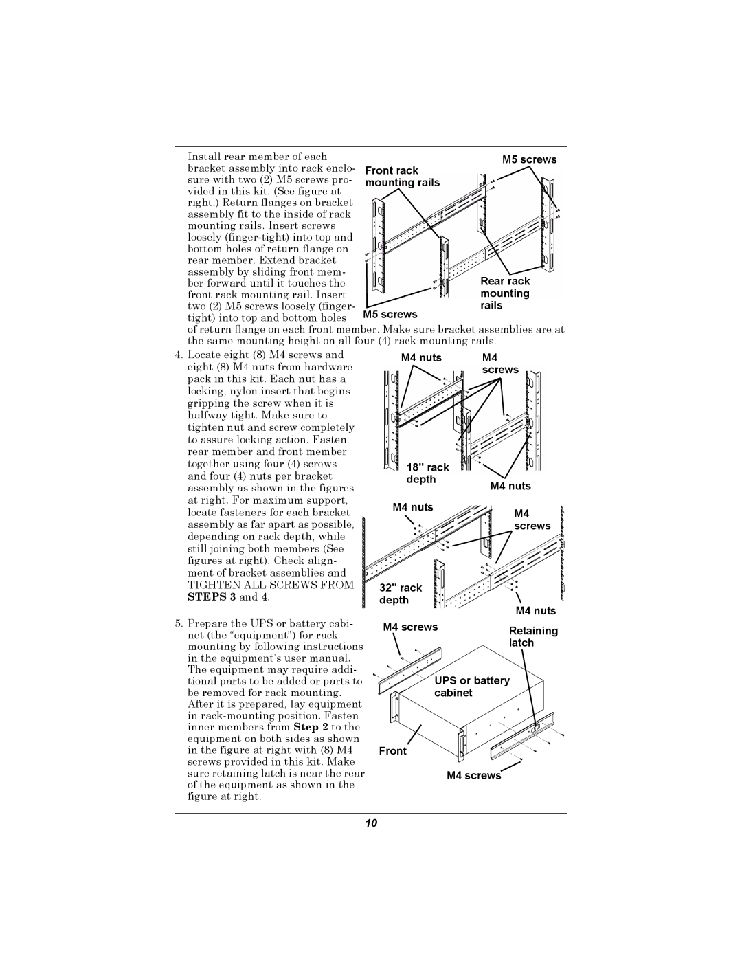 Emerson GXT2U user manual Mounting rails, M5 screws 